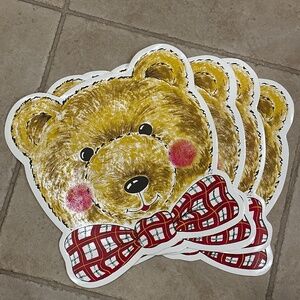 Vintage 4 Vinyl  Holiday Bear Placemats
